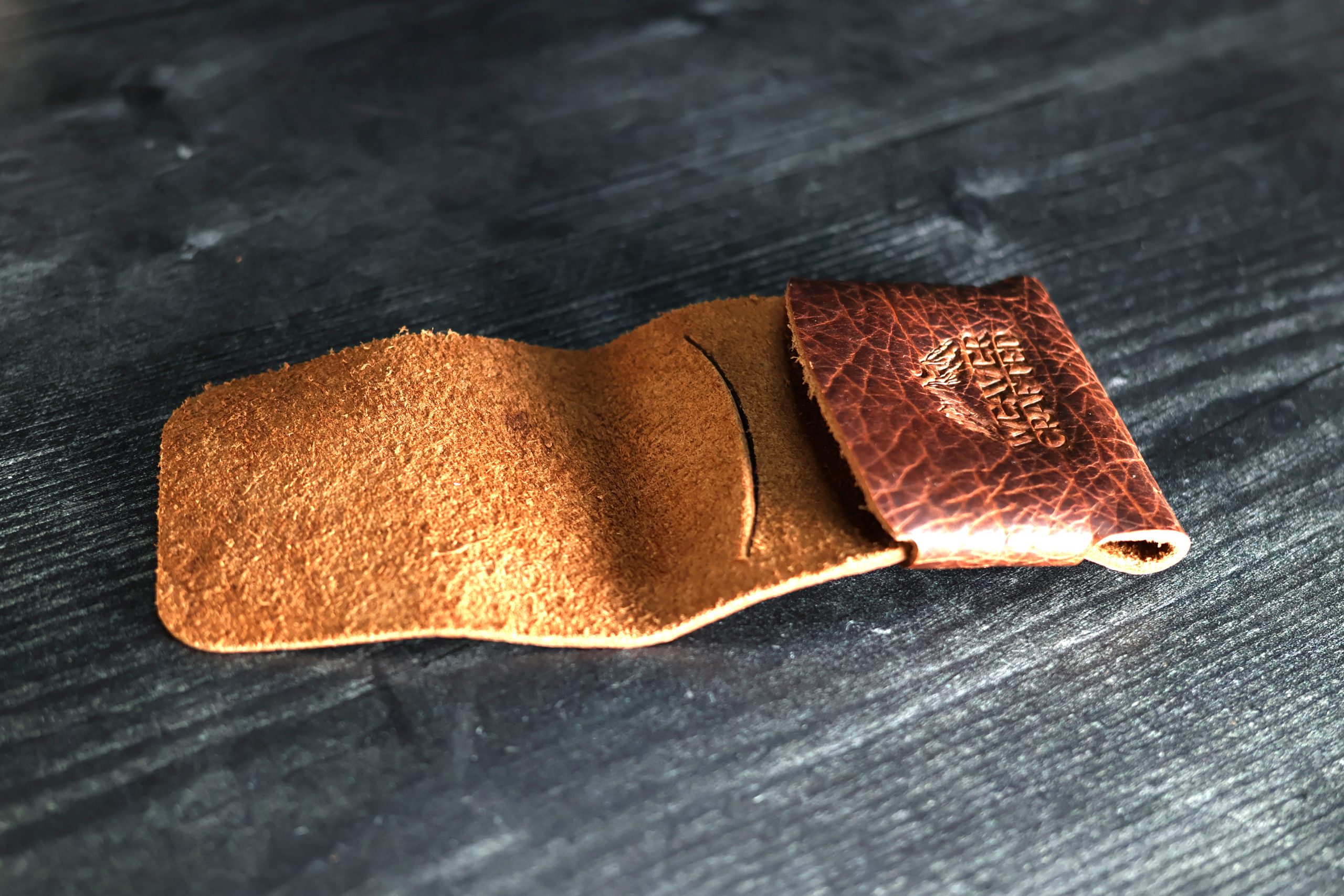 bison law tanning leather card holder wallet